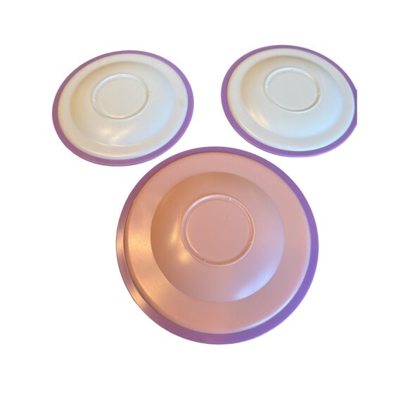 Dollhouse replacement  3  Melamine Dinner Plates With Retro Purple & White - Picture 2 of 6